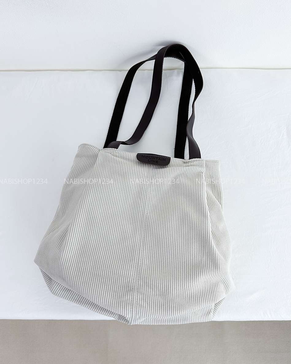 Túi Số 68-R Tote Nhung Gân Tag Da