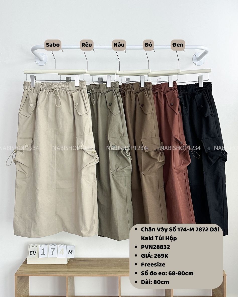 Chân Váy Số 174-M 7872 Dài Kaki Túi Hộp