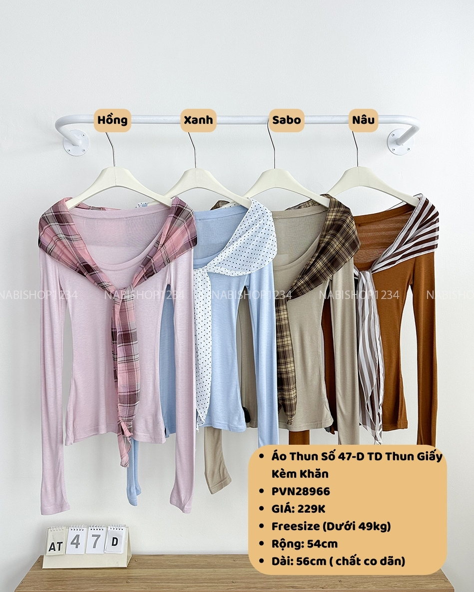 (S50%) Áo Thun Số 47-D TD Thun Giấy Kèm Khăn