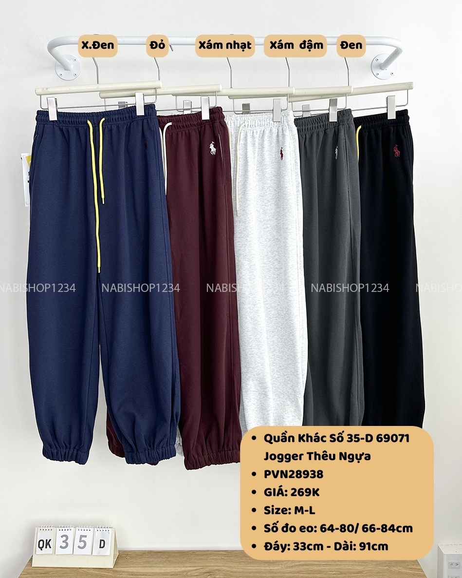 (S50%) Quần Khác Số 35-D 69071 Jogger Thêu Ngựa