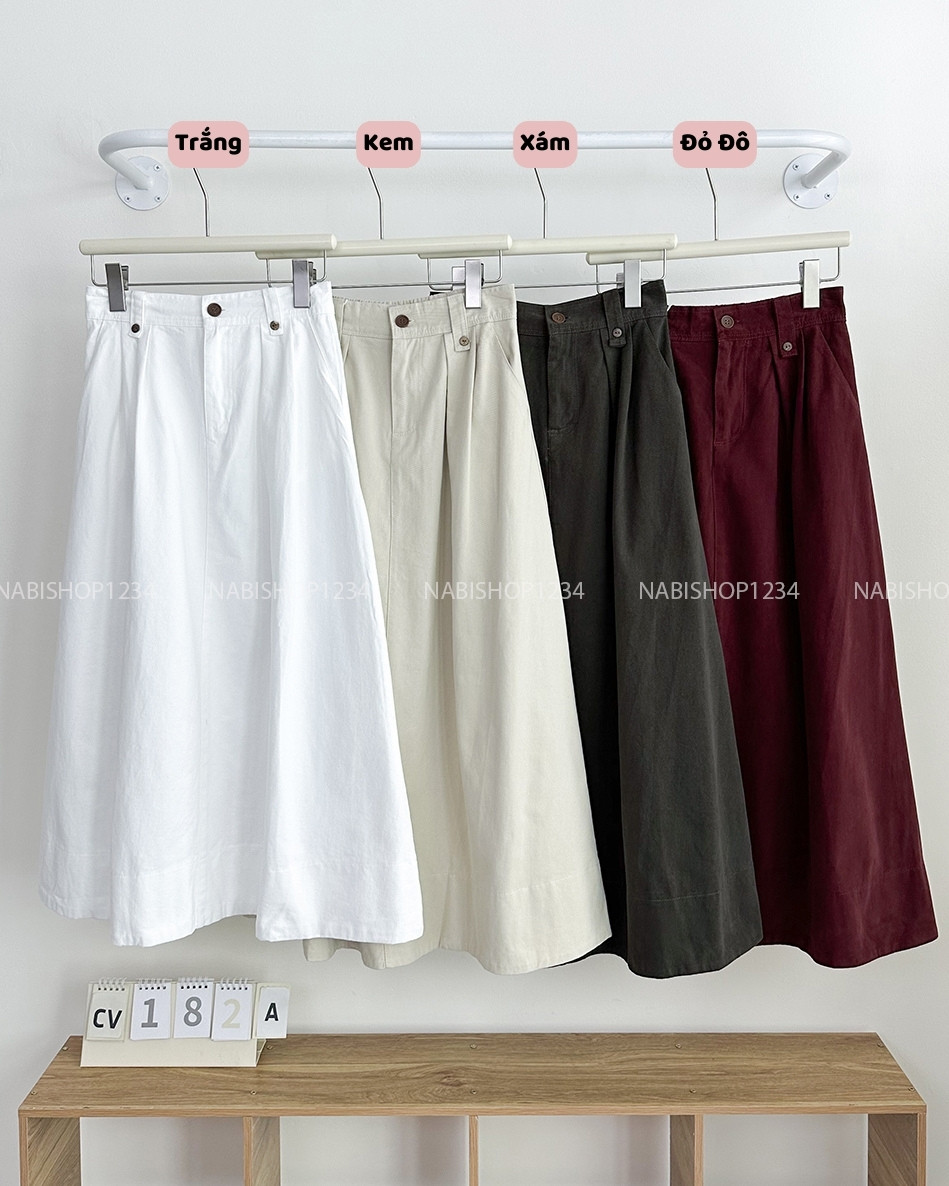Chân Váy Số 182-D 2486 Dài Kaki Đai Nút