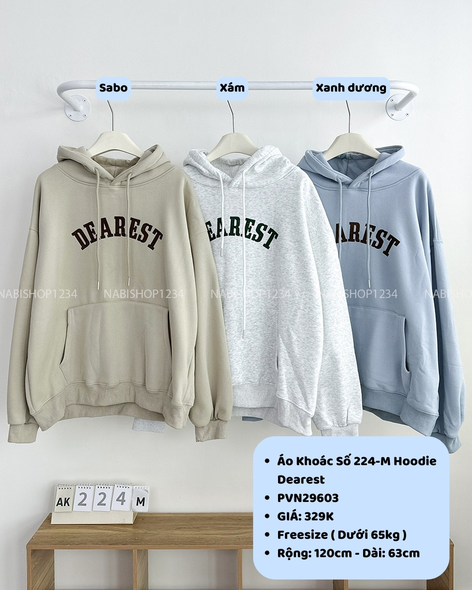 (S30K) Áo Khoác Số 224-M Hoodie Dearest