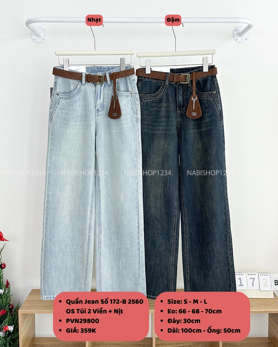 Quần Jean Số 172-B 2560 OS Túi 2 Viền + Nịt