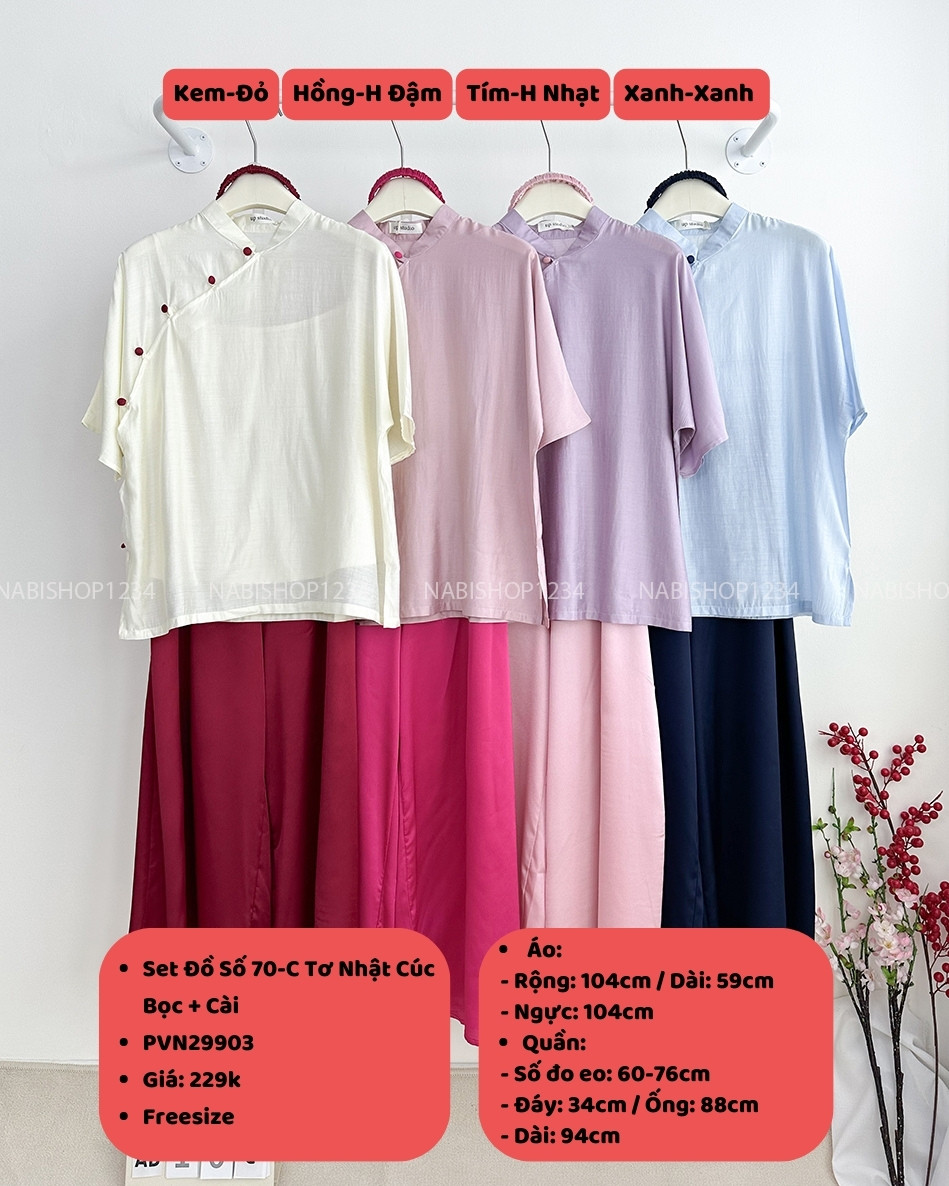 Set Đồ Số 70-C Tơ Nhật Cúc Bọc + Cài