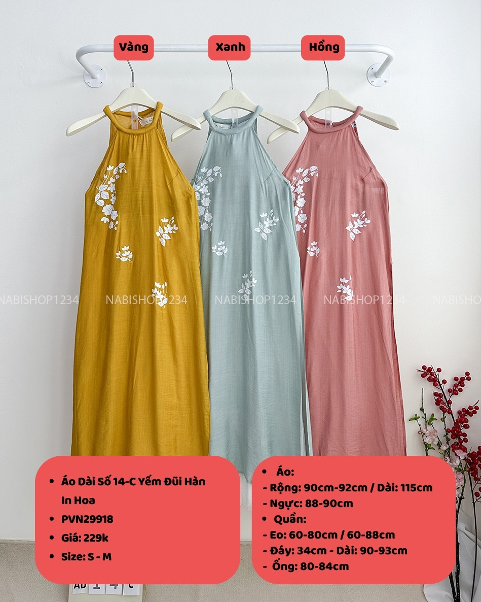 Áo Dài Số 14-C Yếm Đũi Hàn In Hoa