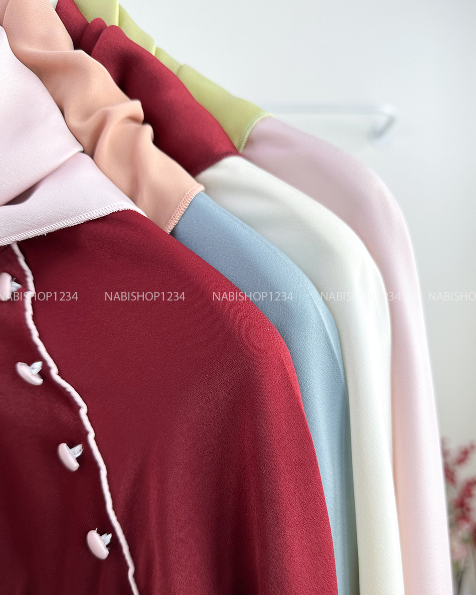 Áo Dài Số 15-C Lụa Phối Cúc Kèm Khăn