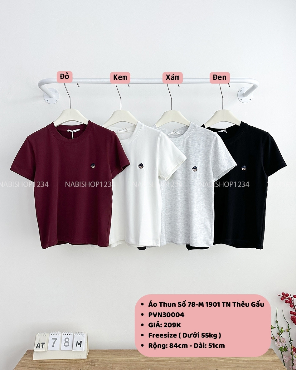 Áo Thun Số 78-M 1901 TN Thêu Gấu