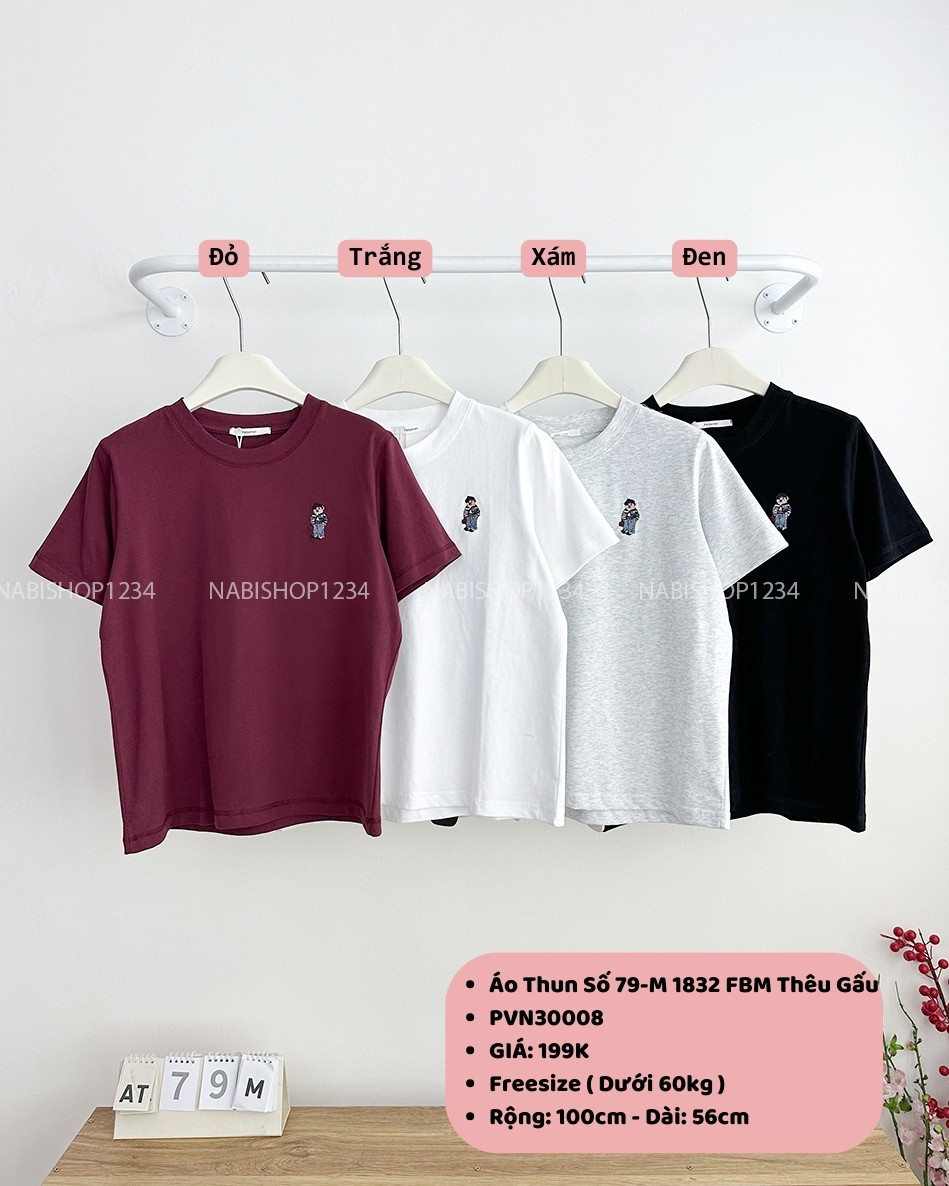 Áo Thun Số 79-M 1832 FBM Thêu Gấu