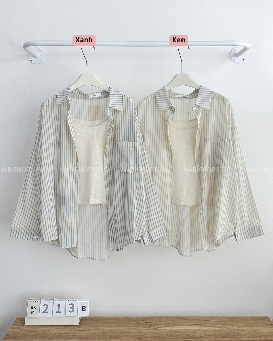 Áo Sơ Mi Số 213-B 175 Kẻ Sọc Kèm 2S