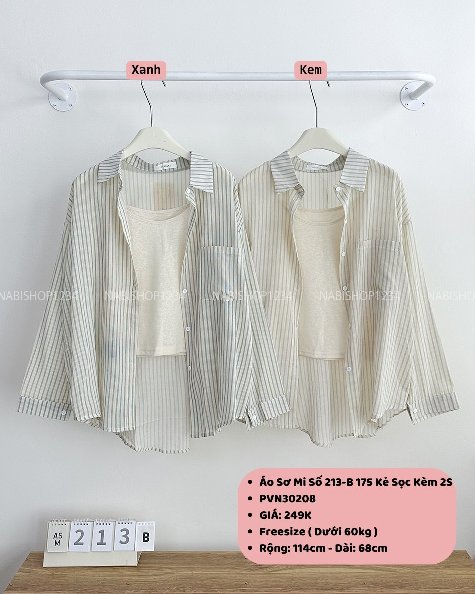 Áo Sơ Mi Số 213-B 175 Kẻ Sọc Kèm 2S