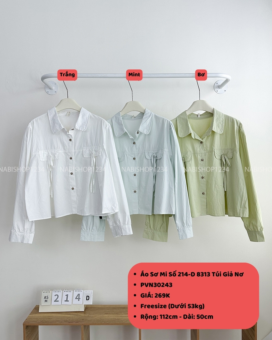 Áo Sơ Mi Số 214-D 8313 Túi Giả Nơ
