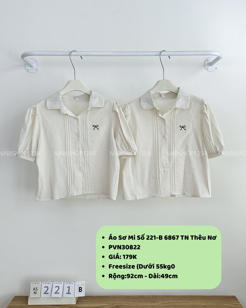 Áo Sơ Mi Số 221-B 6867 TN Thêu Nơ