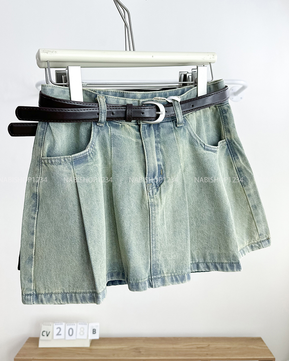 Chân Váy Số 208-B 9116 Ngắn Jean Xếp Li + Nịt
