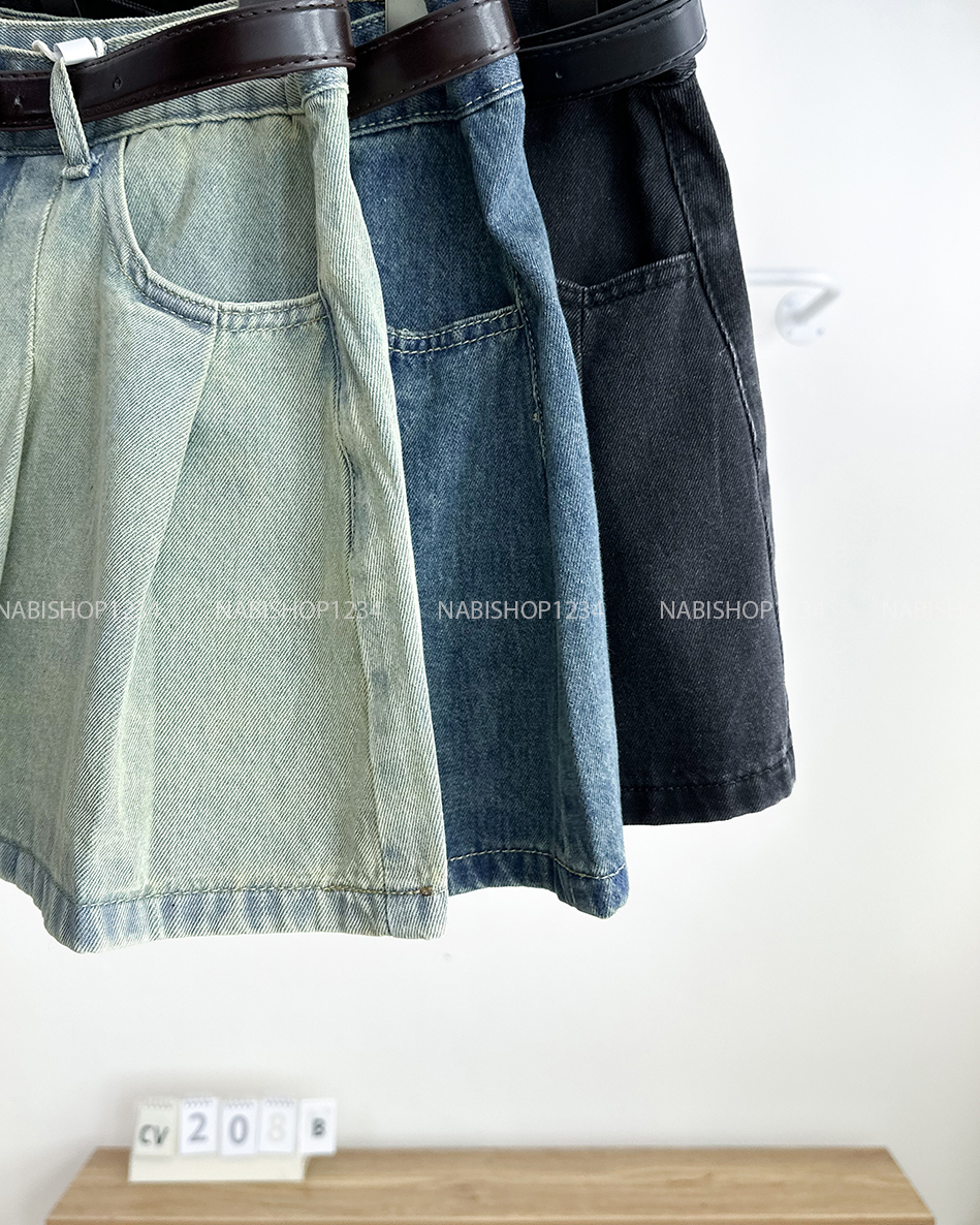 Chân Váy Số 208-B 9116 Ngắn Jean Xếp Li + Nịt