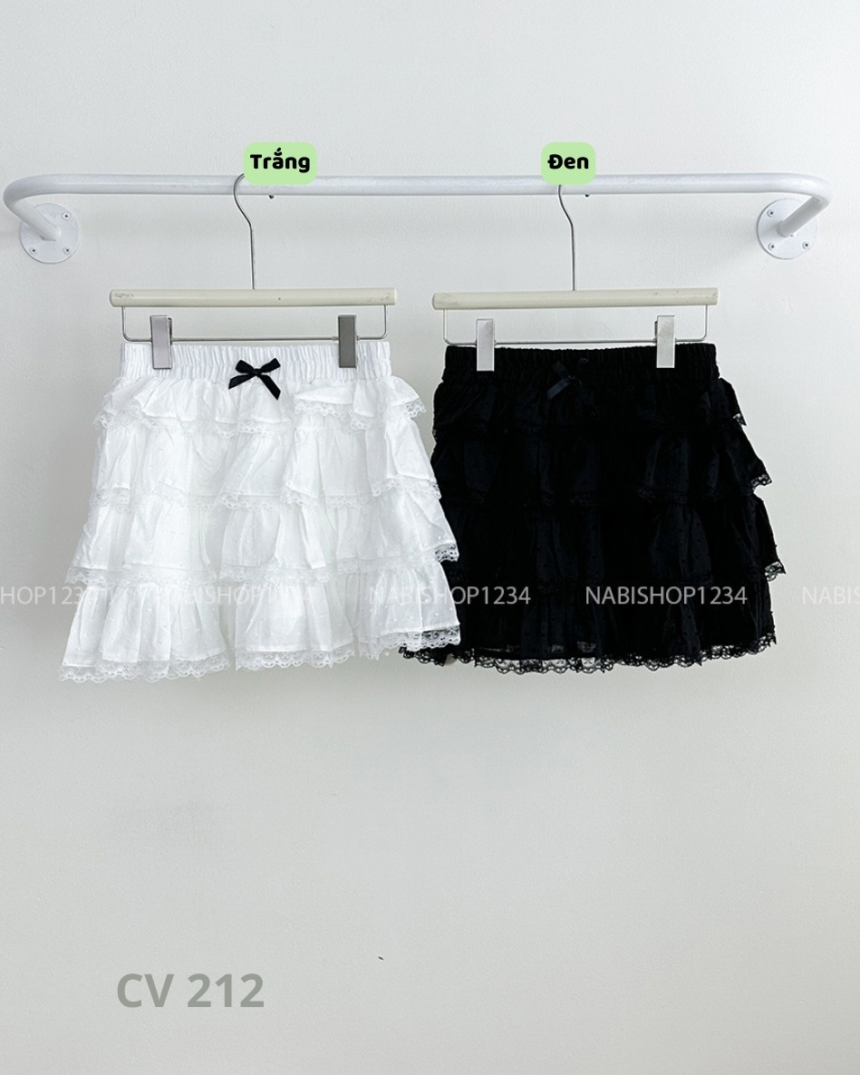 Chân Váy Số 212-U 259 Ngắn Ren Tầng Nơ