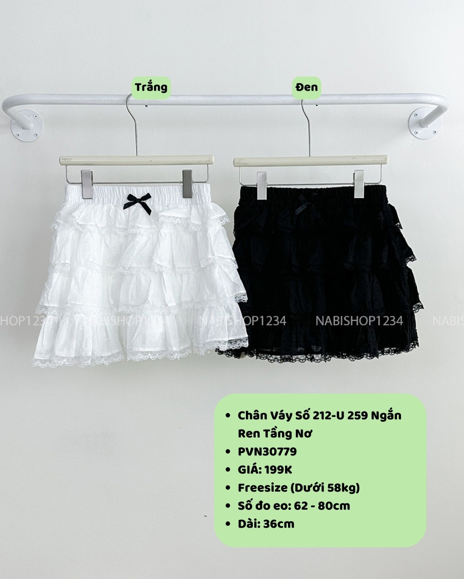 Chân Váy Số 212-U 259 Ngắn Ren Tầng Nơ