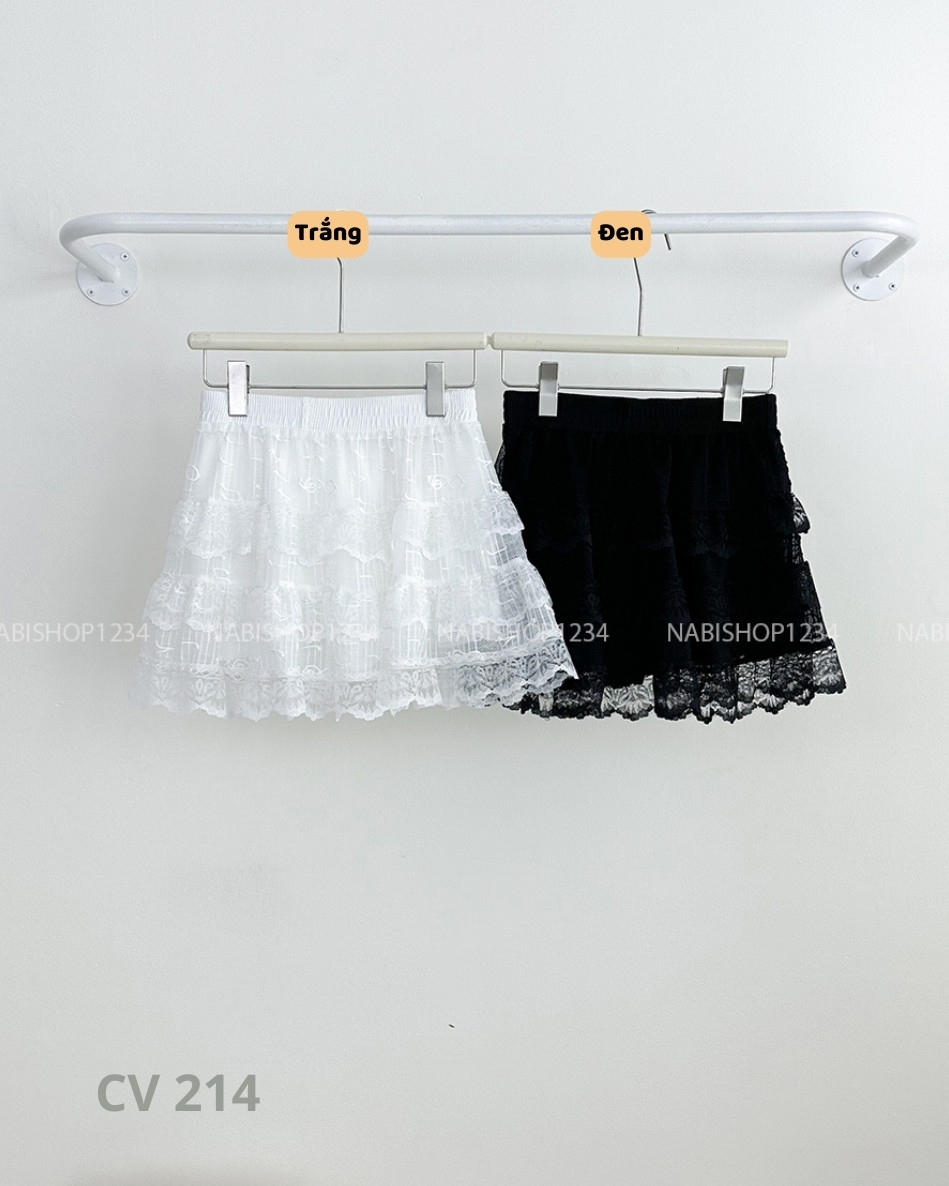 Chân Váy Số 214-U 319 Ngắn Ren Tầng Nổi
