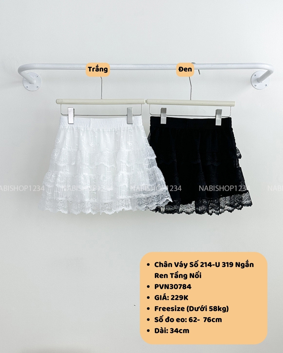 Chân Váy Số 214-U 319 Ngắn Ren Tầng Nổi