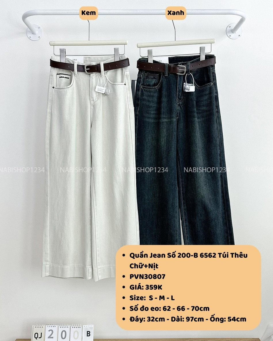 Quần Jean Số 200-B 6562 Túi Thêu Chữ+Nịt