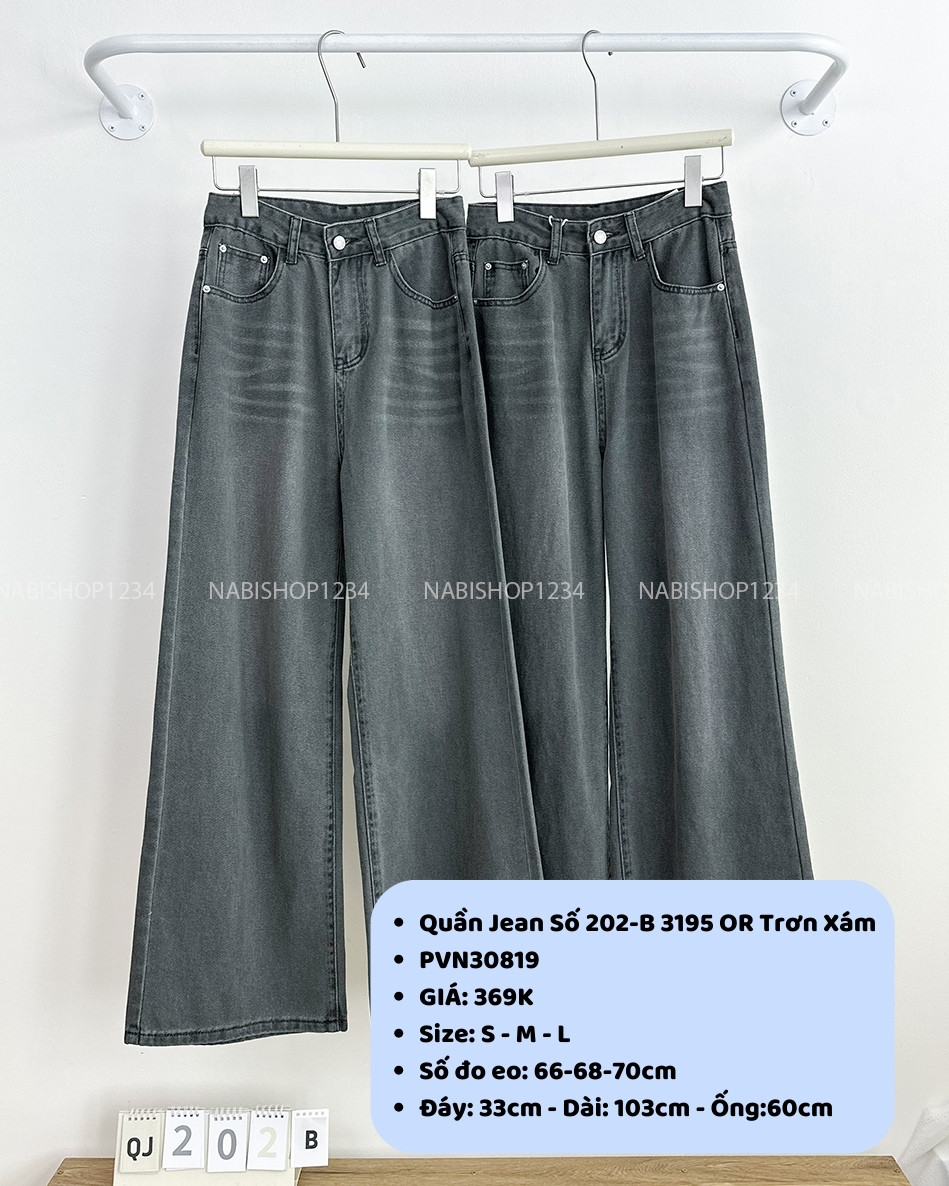 Quần Jean Số 202-B 3195 OR Trơn Xám