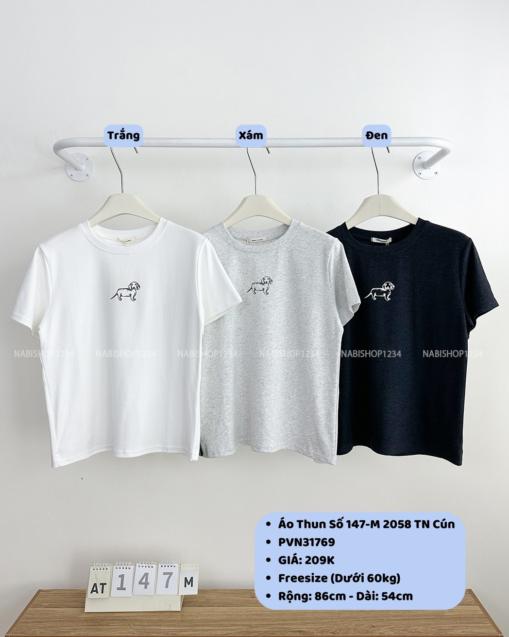 Áo Thun Số 147-M 2058 TN Cún