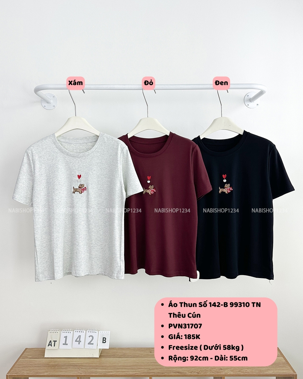 Áo Thun Số 142-B 99310 TN Thêu Cún