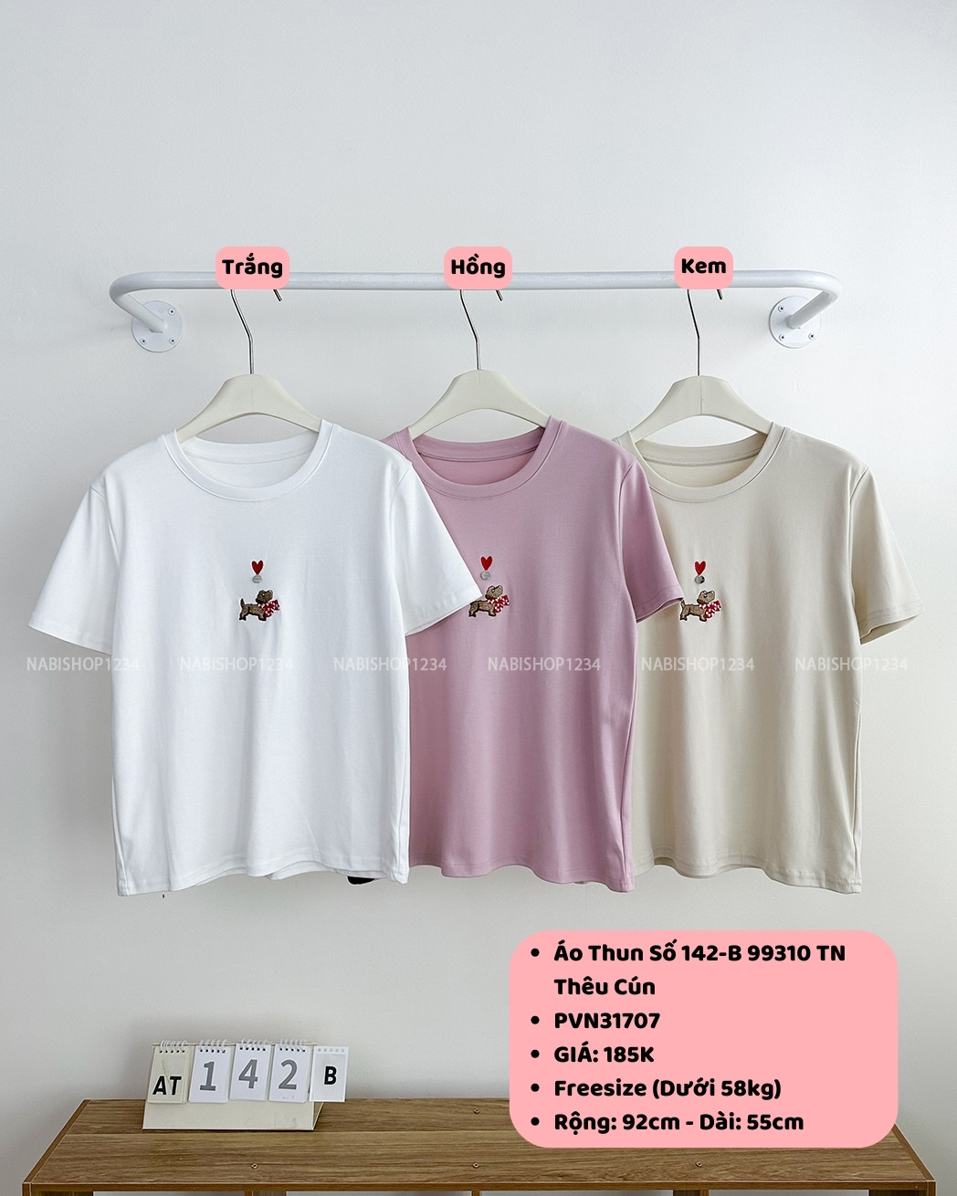 Áo Thun Số 142-B 99310 TN Thêu Cún