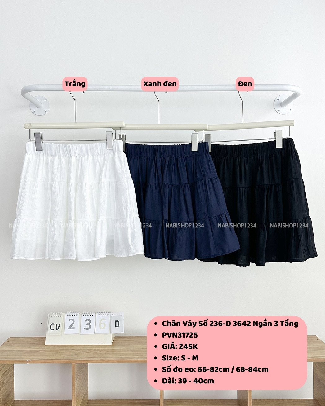 Chân Váy Số 236-D 3642 Ngắn 3 Tầng