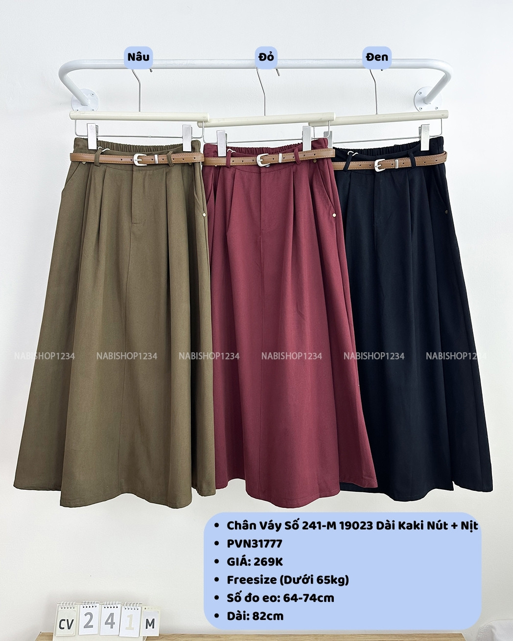 Chân Váy Số 241-M 19023 Dài Kaki Nút + Nịt