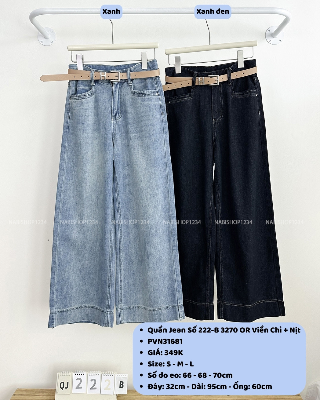 Quần Jean Số 222-B 3270 OR Viền Chỉ + Nịt