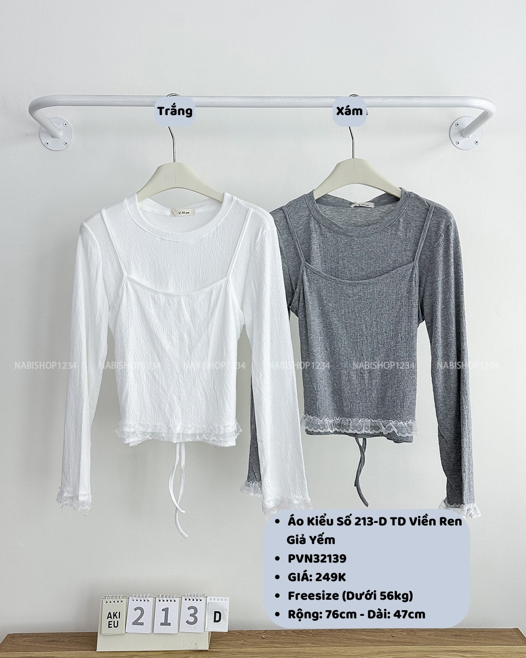 Áo Kiểu Số 213-D TD Viền Ren Giả Yếm