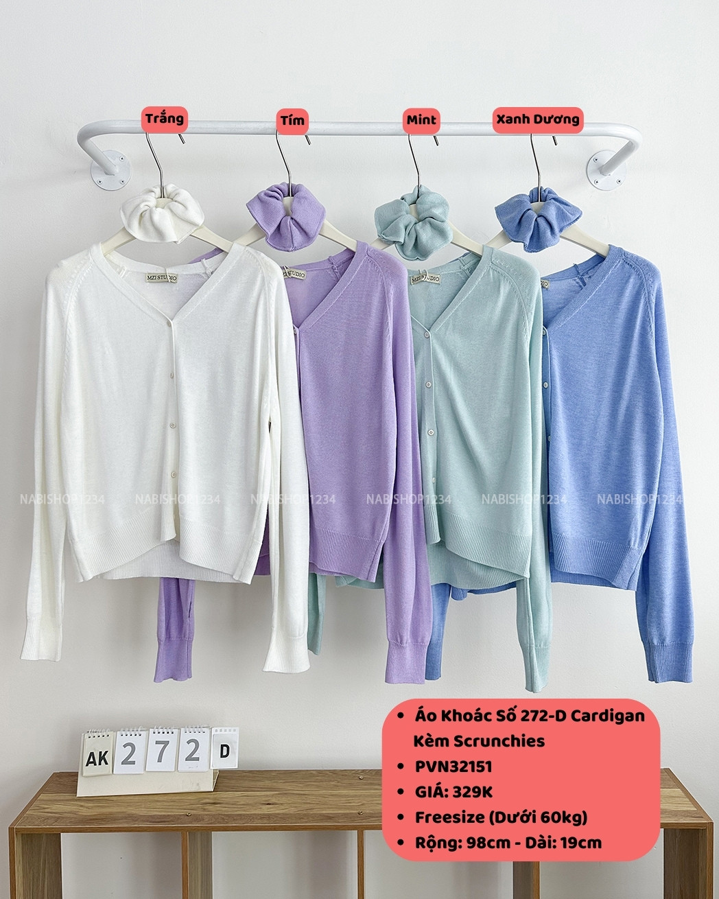Áo Khoác Số 272-D Cardigan Kèm Scrunchies