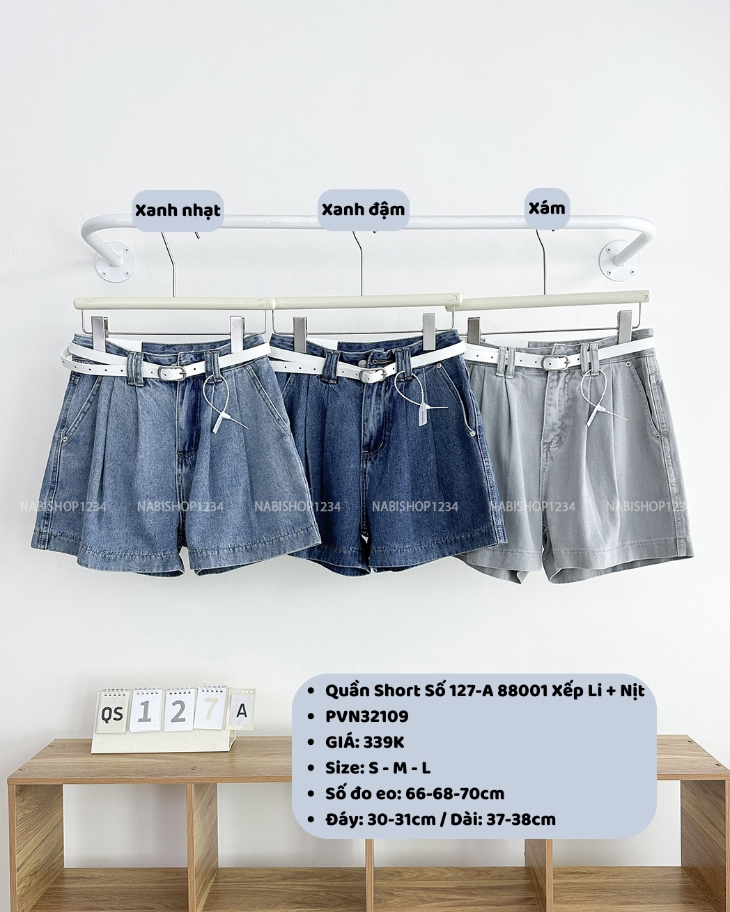 Quần Short Số 127-A 88001 Xếp Li + Nịt