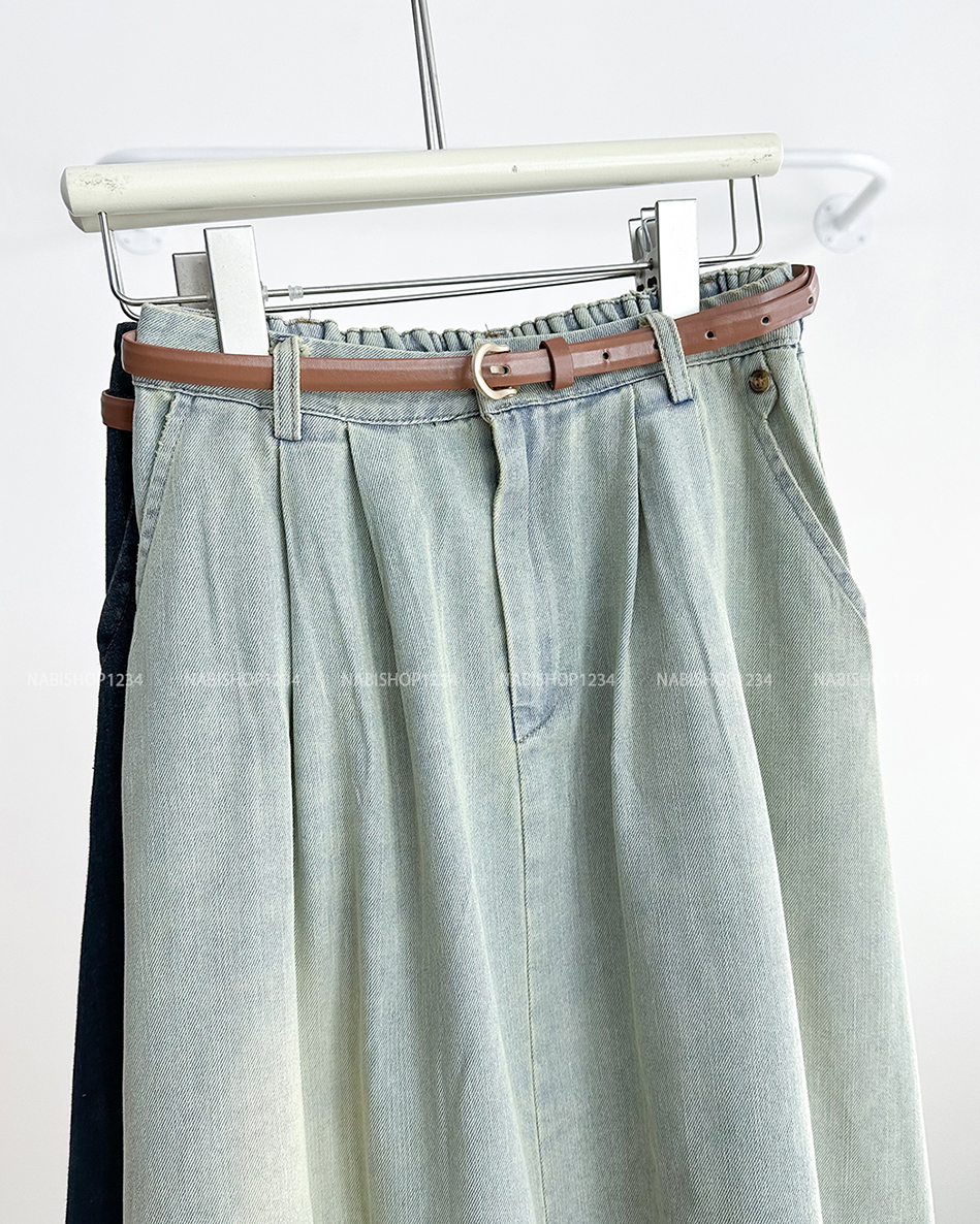 Chân Váy Số 250-D 1622 Dài Denim Túi Nút + Nịt