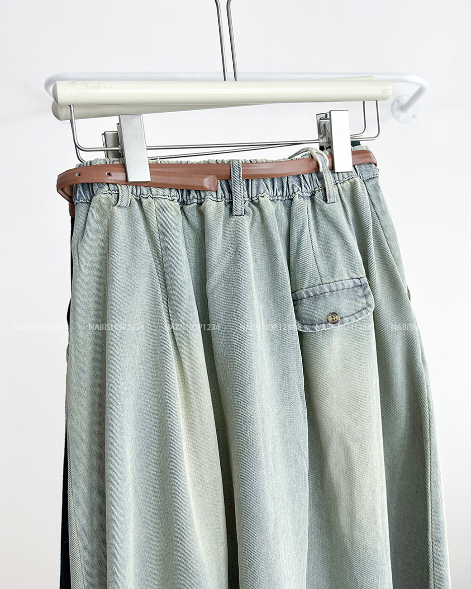 Chân Váy Số 250-D 1622 Dài Denim Túi Nút + Nịt