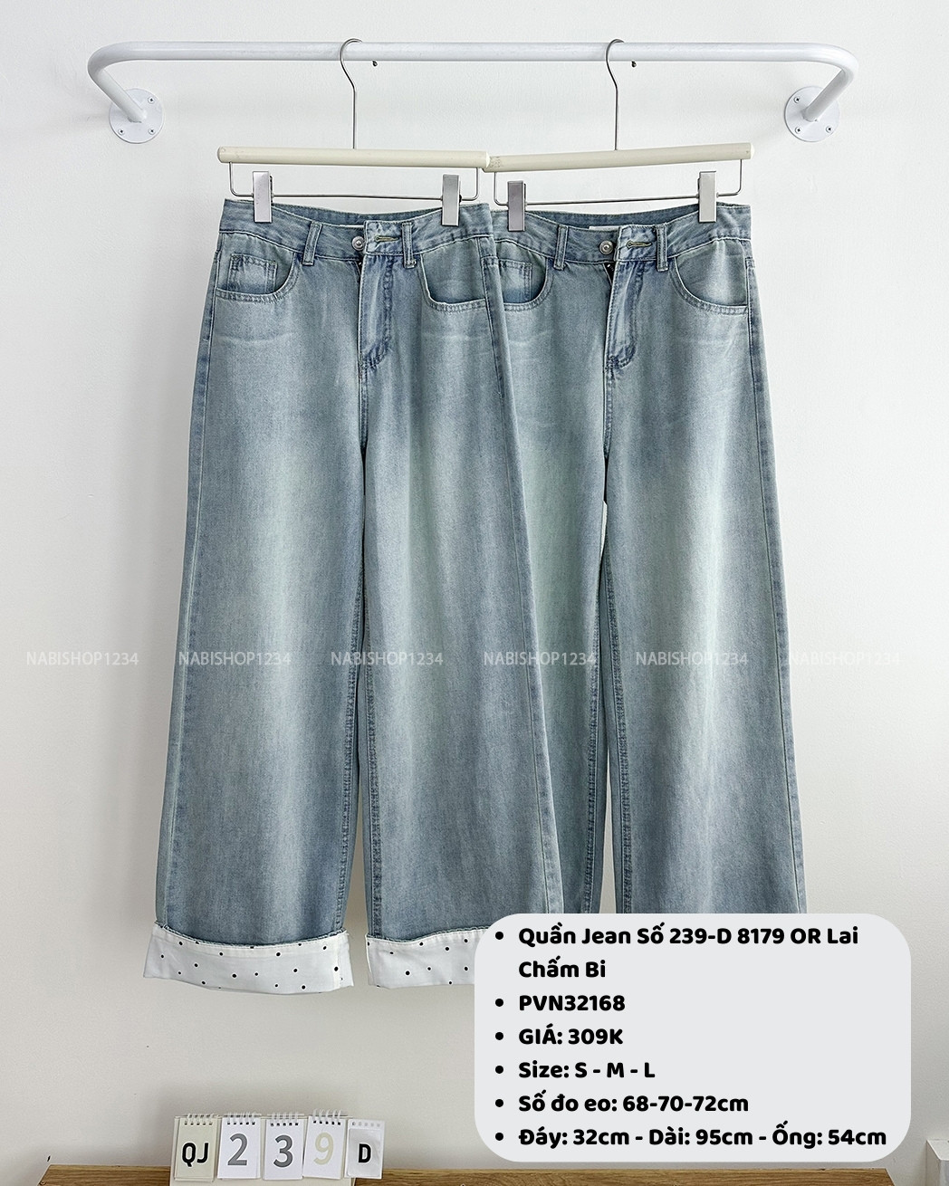 Quần Jean Số 239-D 8179 OR Lai Chấm Bi