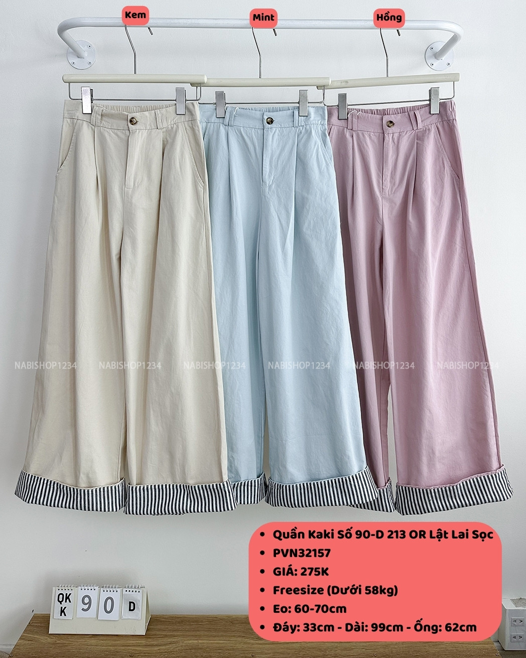 Quần Kaki Số 90-D 213 OR Lật Lai Sọc