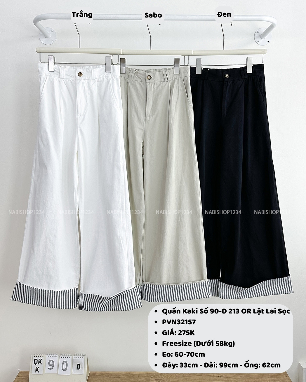 Quần Kaki Số 90-D 213 OR Lật Lai Sọc