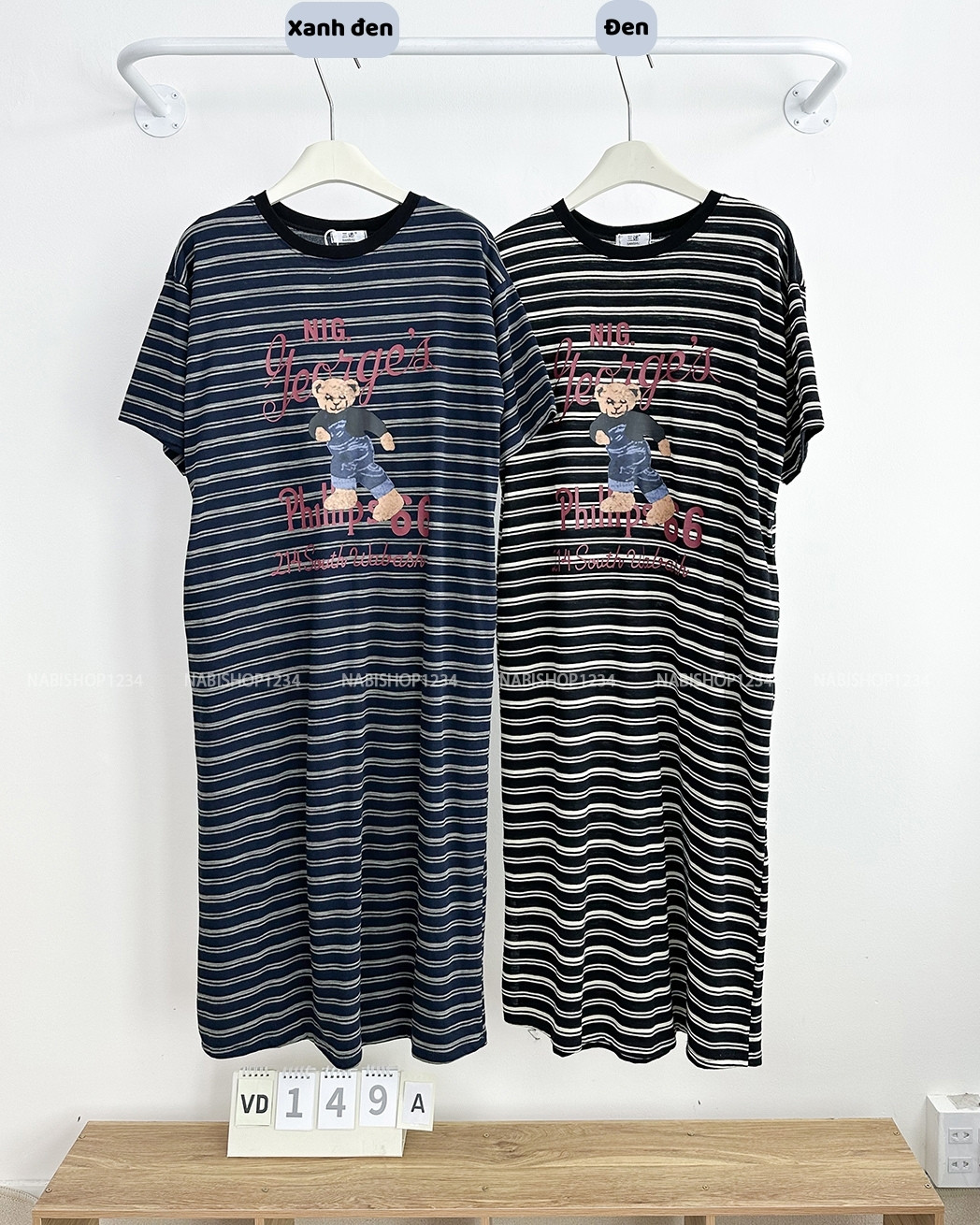 (S30%) Váy Số 149-A Thun Kẻ Gấu NIG