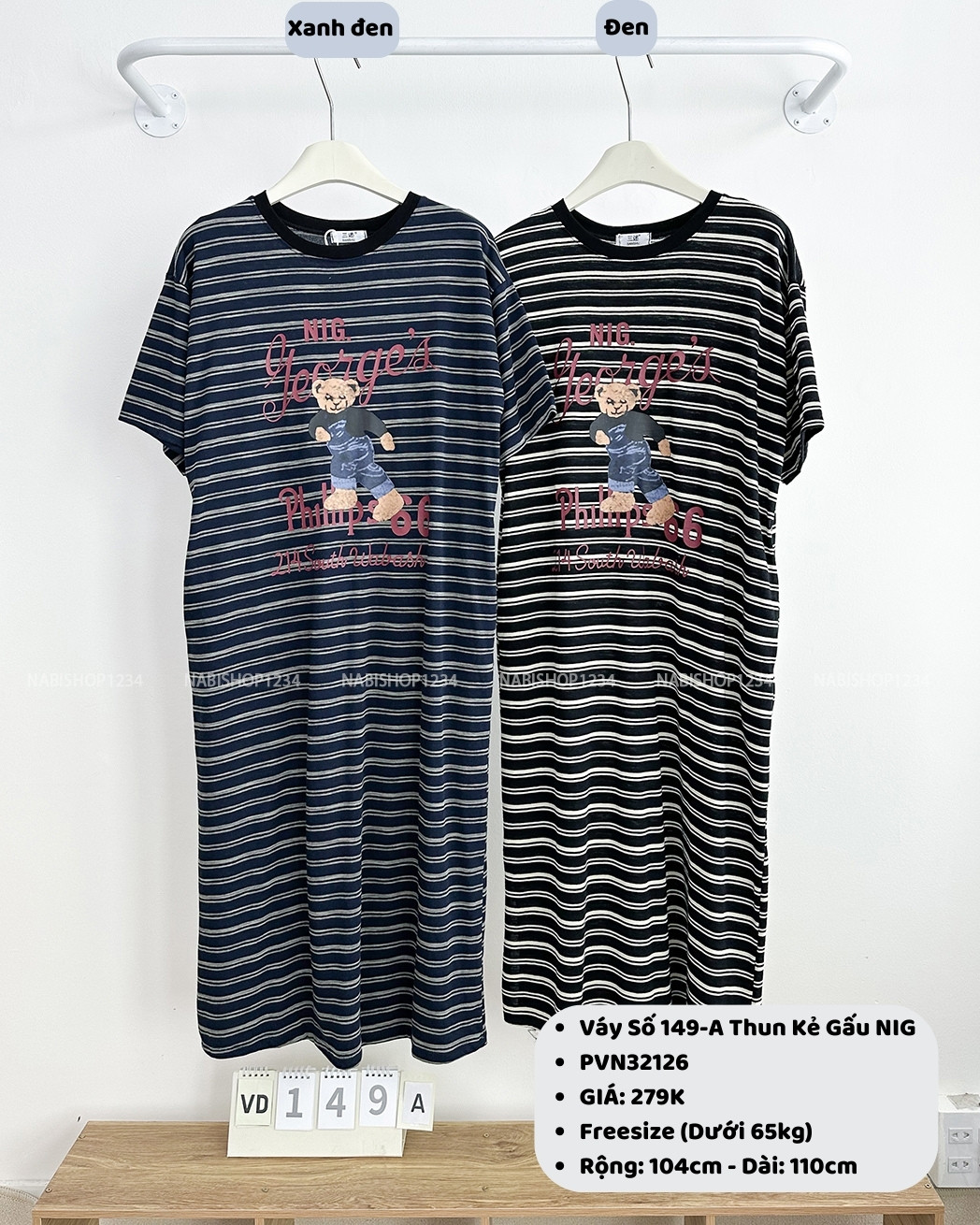 (S30%) Váy Số 149-A Thun Kẻ Gấu NIG