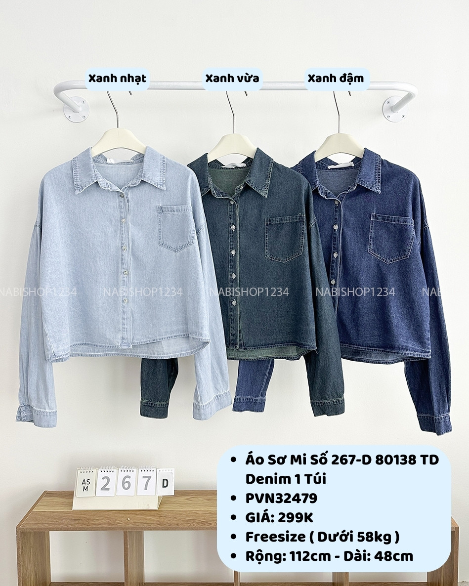 Áo Sơ Mi Số 267-D 80138 TD Denim 1 Túi