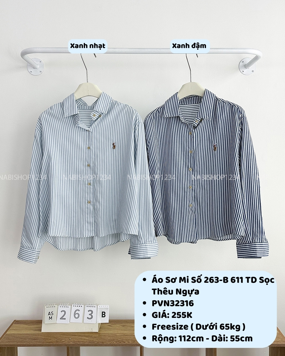 Áo Sơ Mi Số 263-B 611 TD Sọc Thêu Ngựa