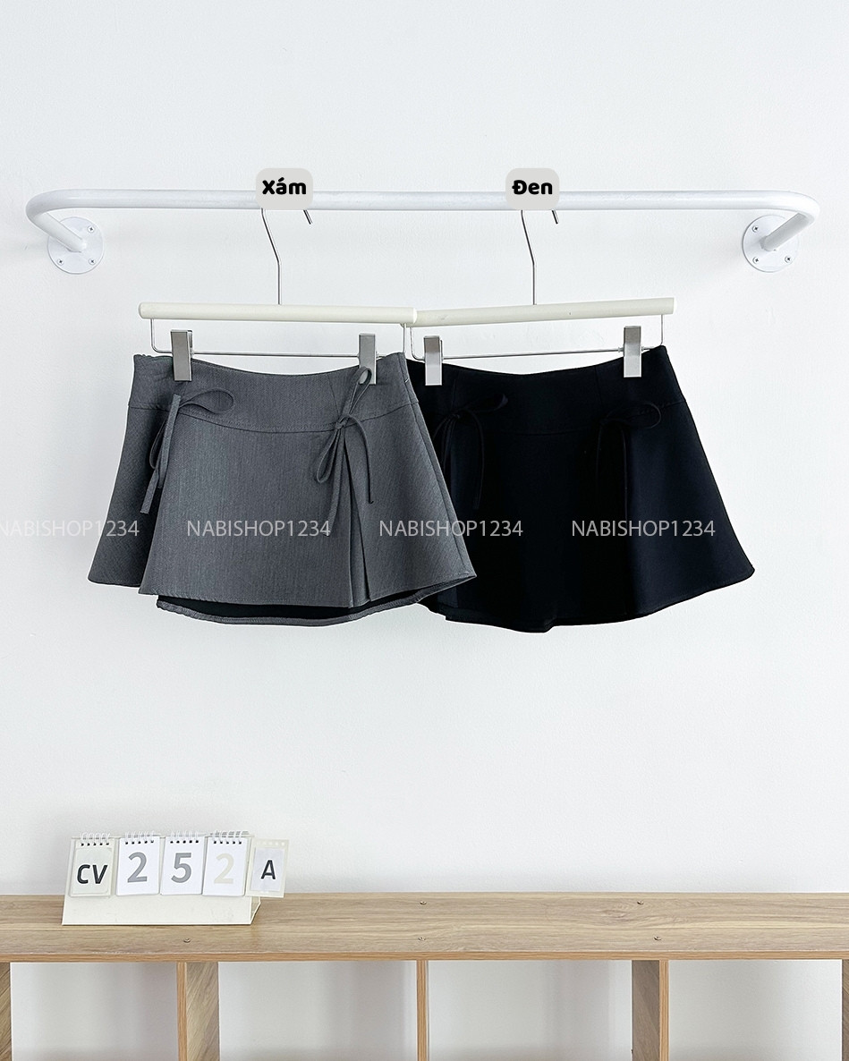 Chân Váy Số 252-A 6826 Ngắn Xếp Li 2 Nơ