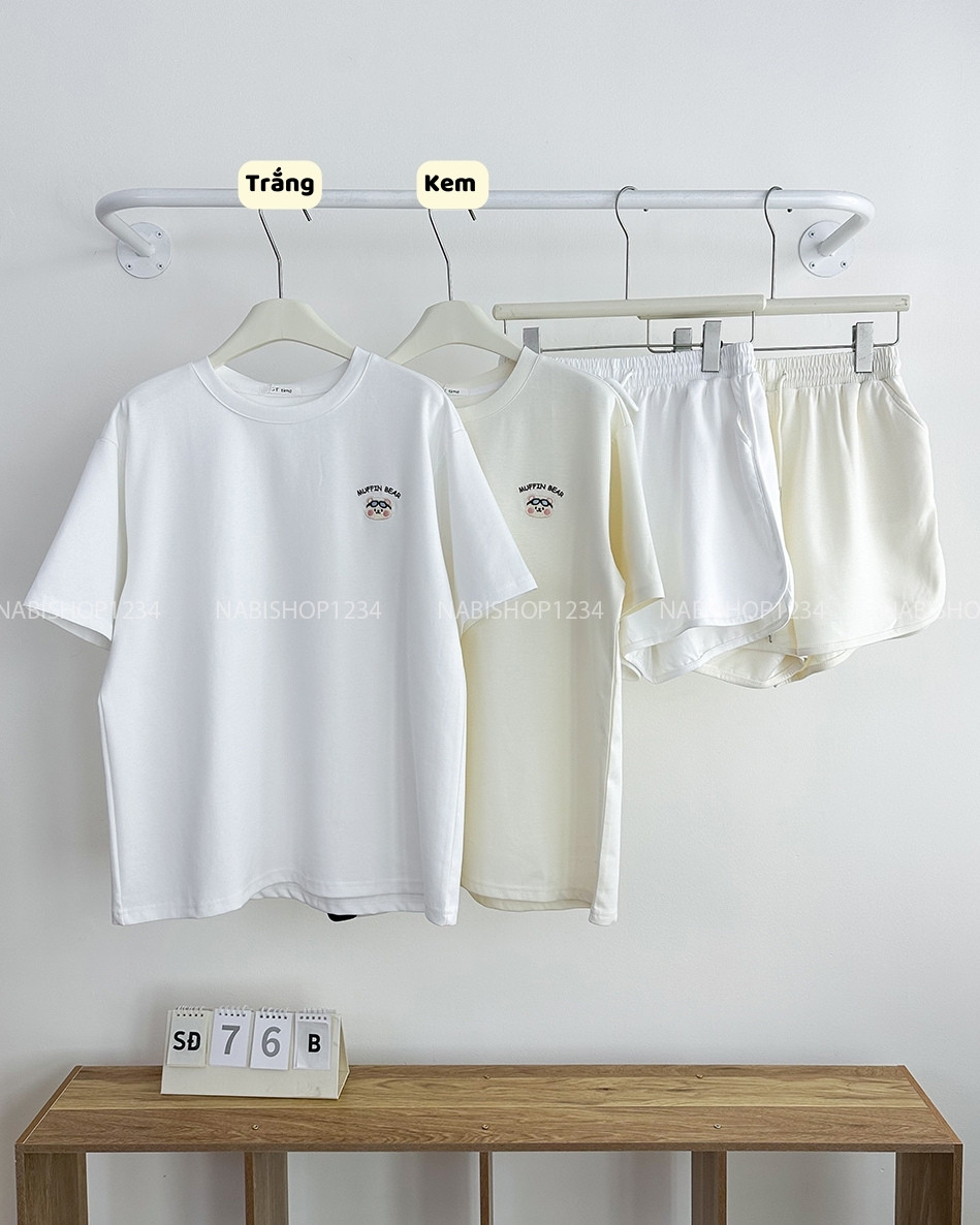 Set Đồ Số 76-B Thêu Gấu Muffin Kèm Short