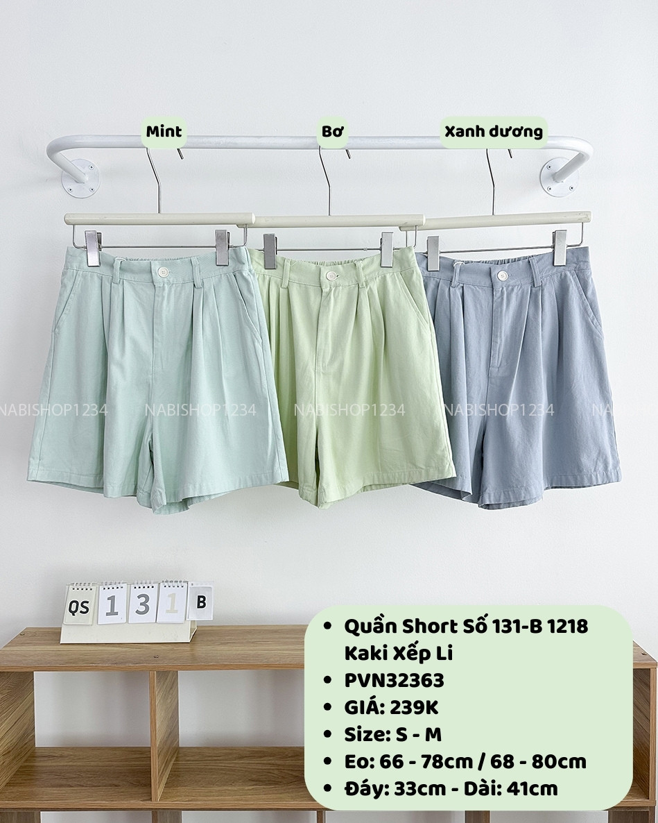 Quần Short Số 131-B 1218 Kaki Xếp Li