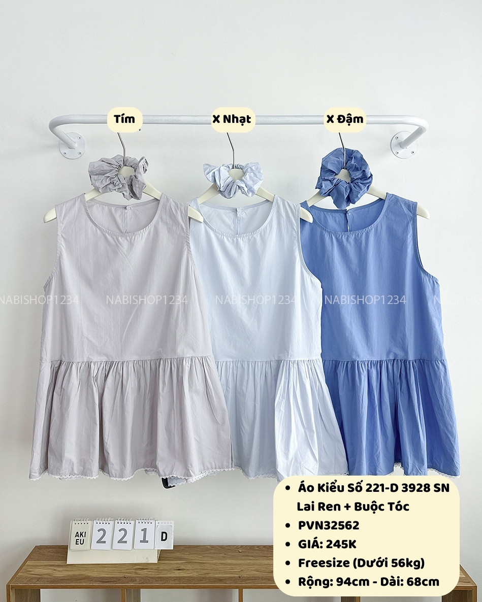 Áo Kiểu Số 221-D 3928 SN Lai Ren + Buộc Tóc