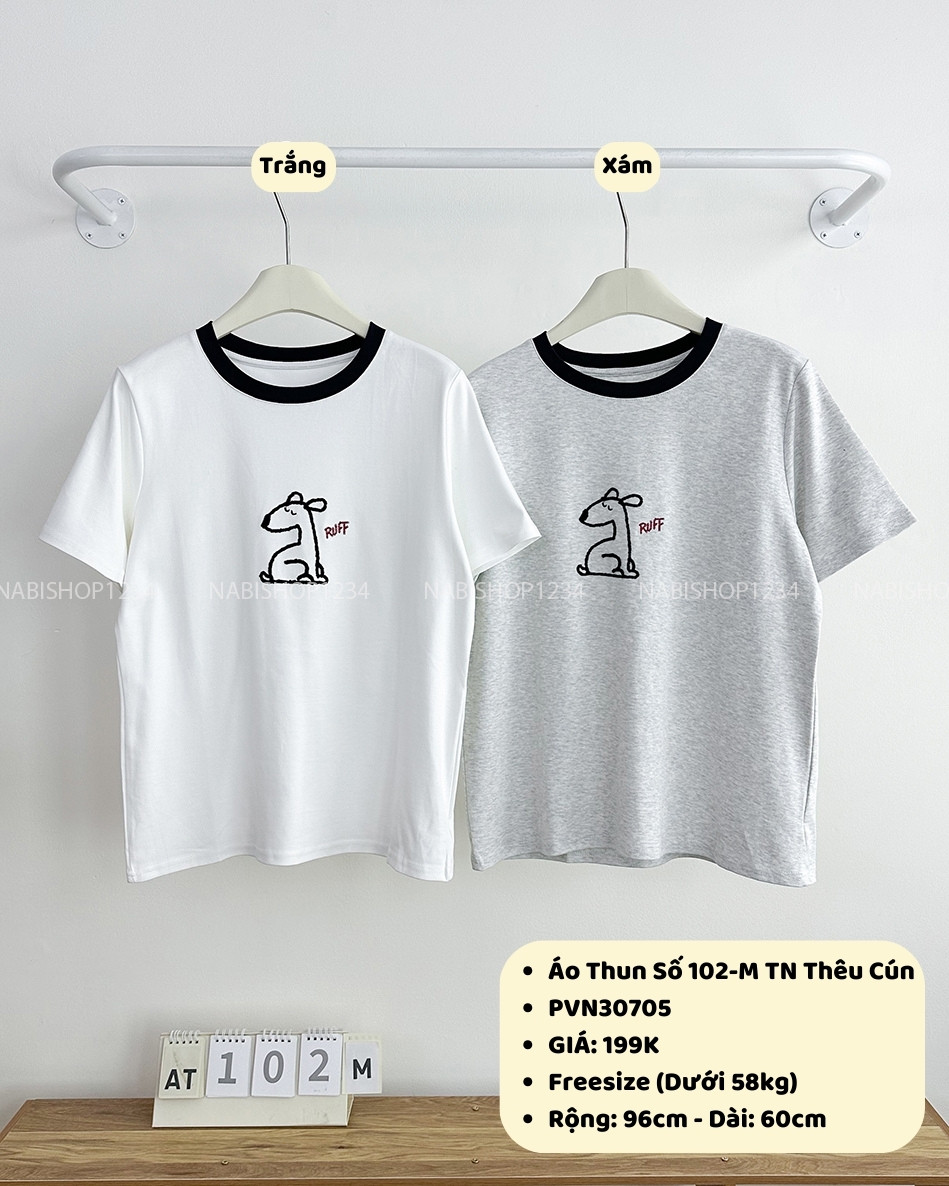 Áo Thun Số 102-M TN Thêu Cún