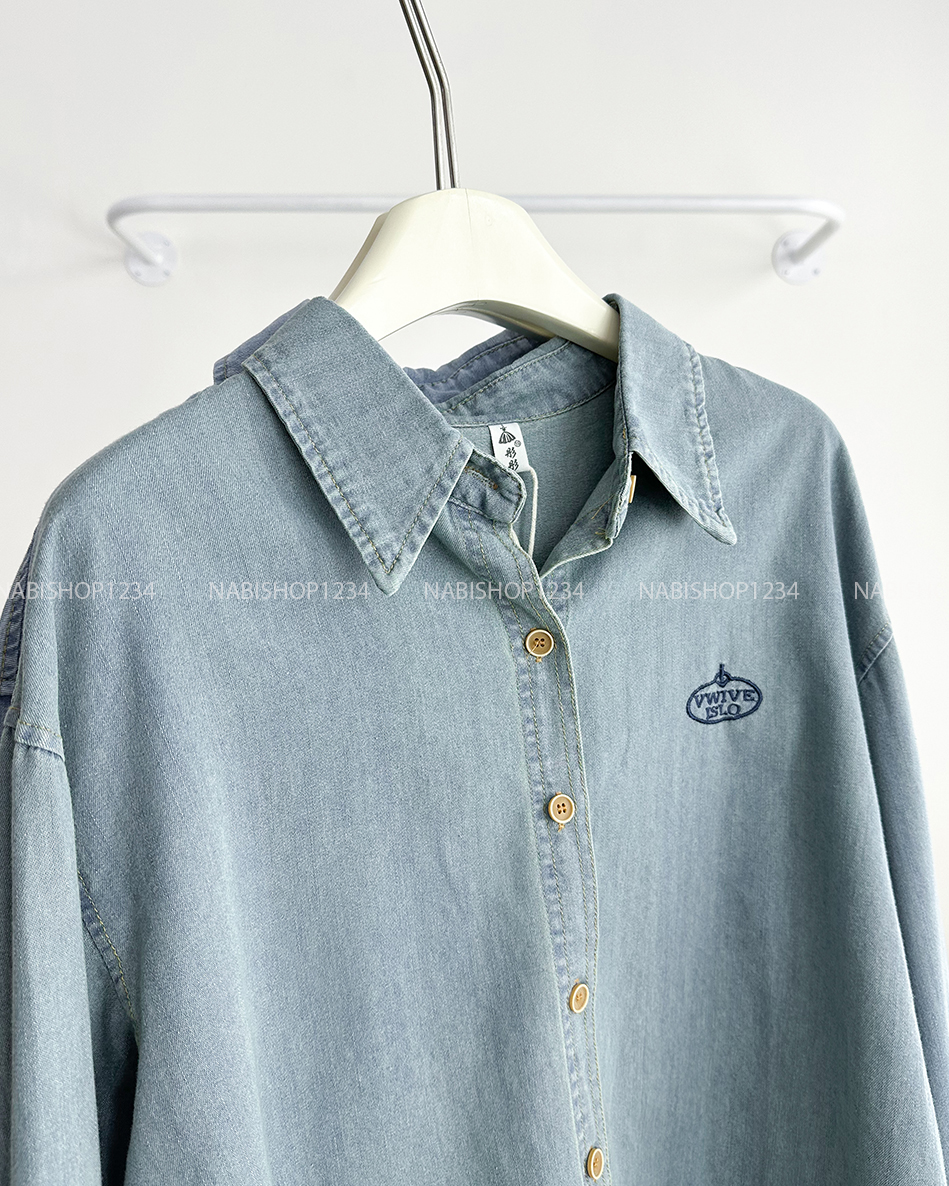 Áo Sơ Mi Số 270-M 105 TD Denim Thêu Chữ