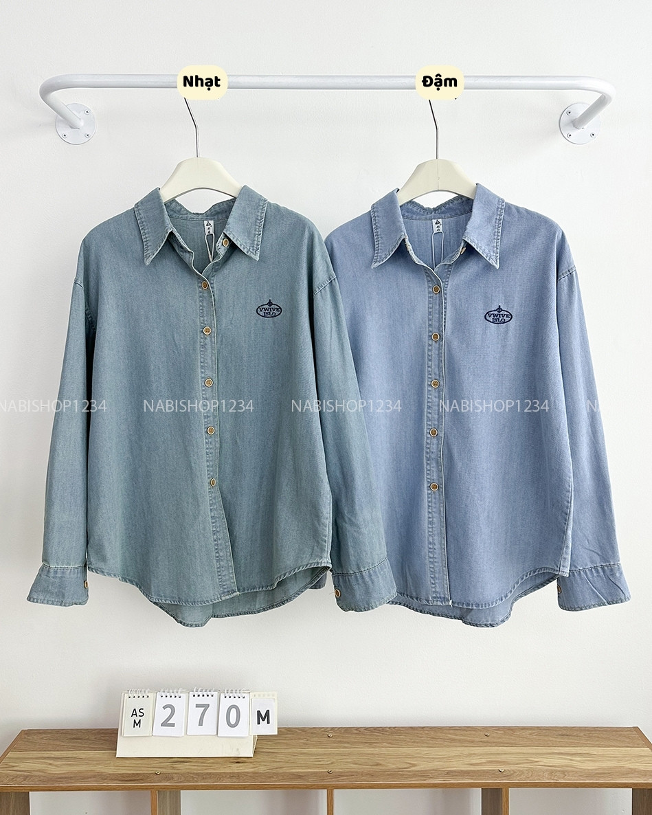 Áo Sơ Mi Số 270-M 105 TD Denim Thêu Chữ