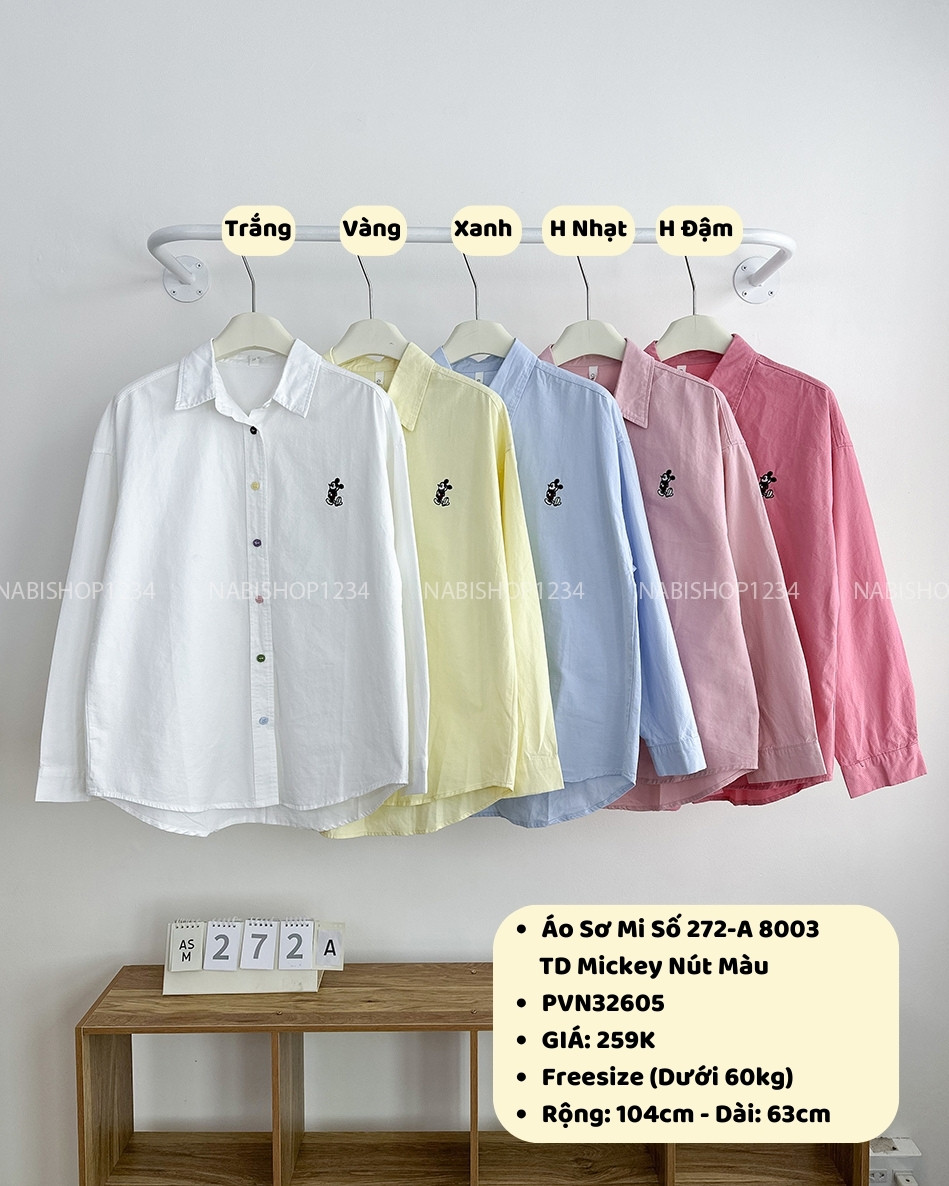 Áo Sơ Mi Số 272-A 8003 TD Mickey Nút Màu